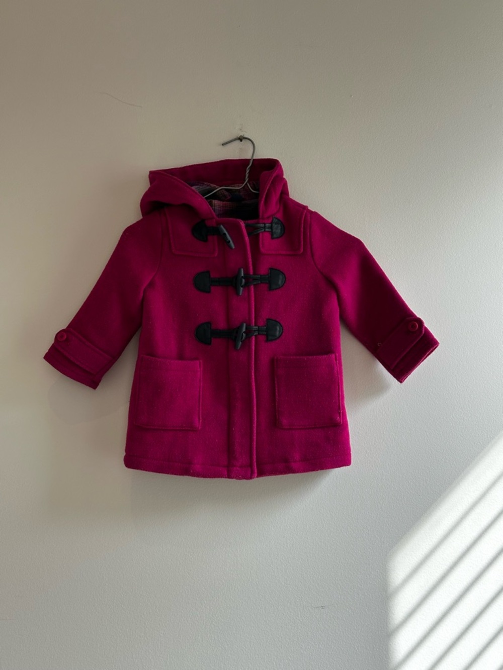 GAP Pink Hooded Pea Coat with Toggle Closures
